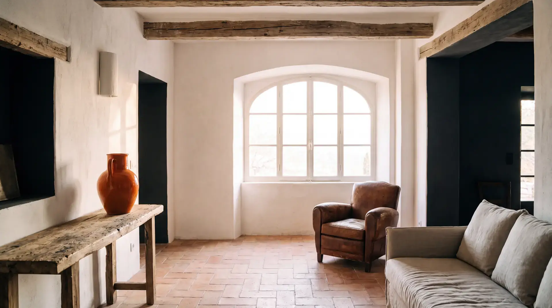 Salón de una reforma integral de estilo rústico en una vivienda de Mutxamel